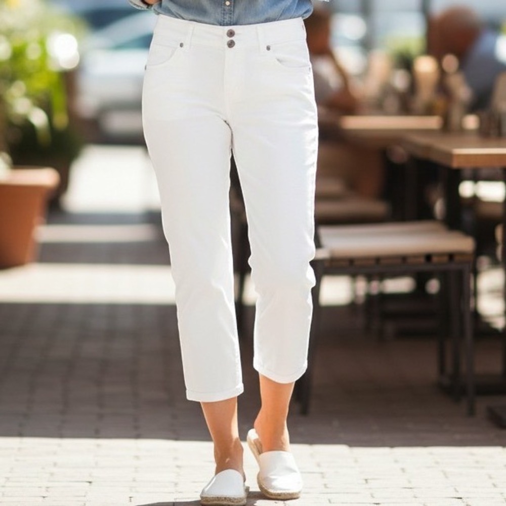American Eagle Capri Pants Womens 4 White Cotton Stretch Cropped Boho Casual Gnd